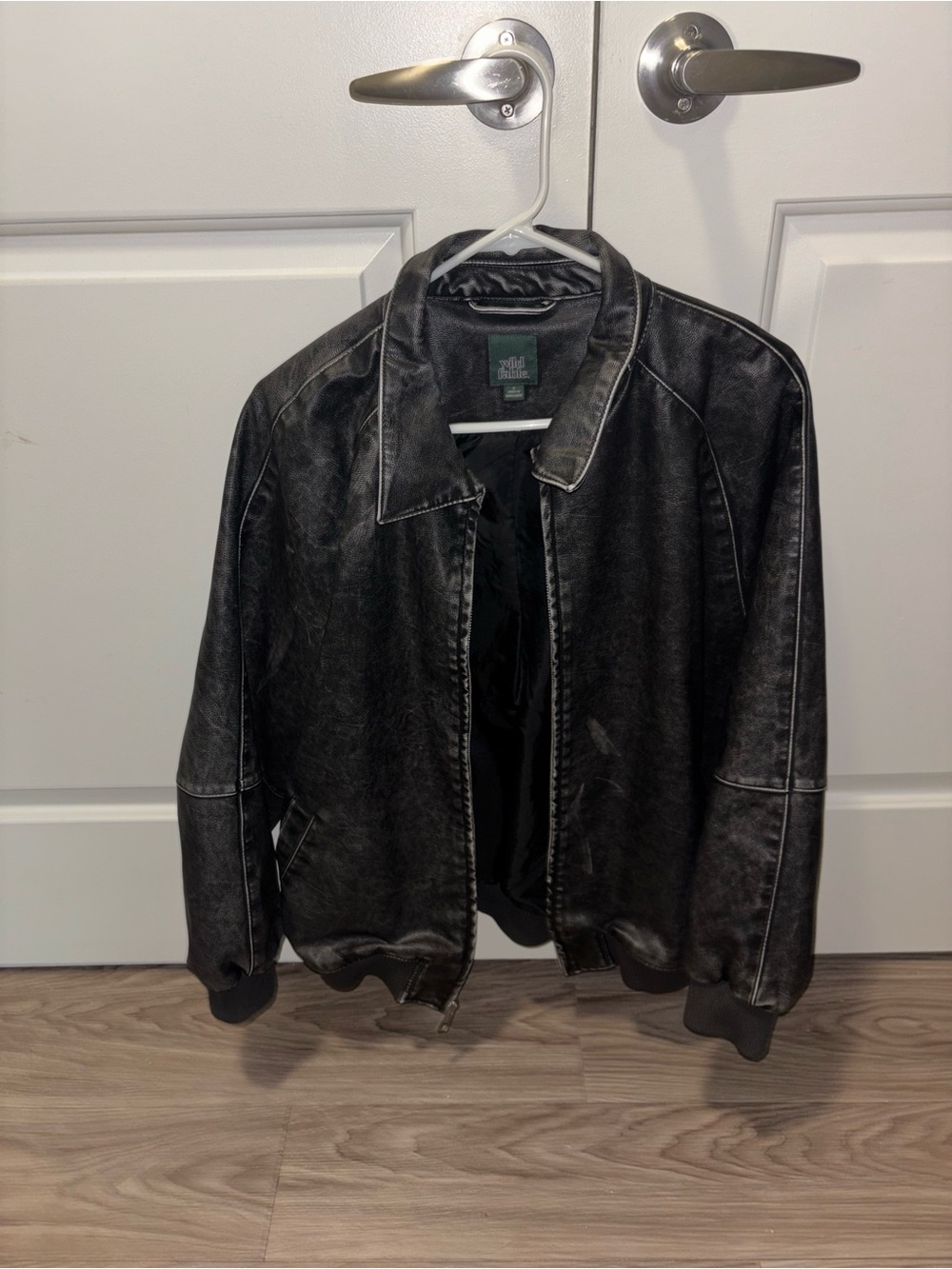 wild fable Black Faux-Leather Bomber Jacket